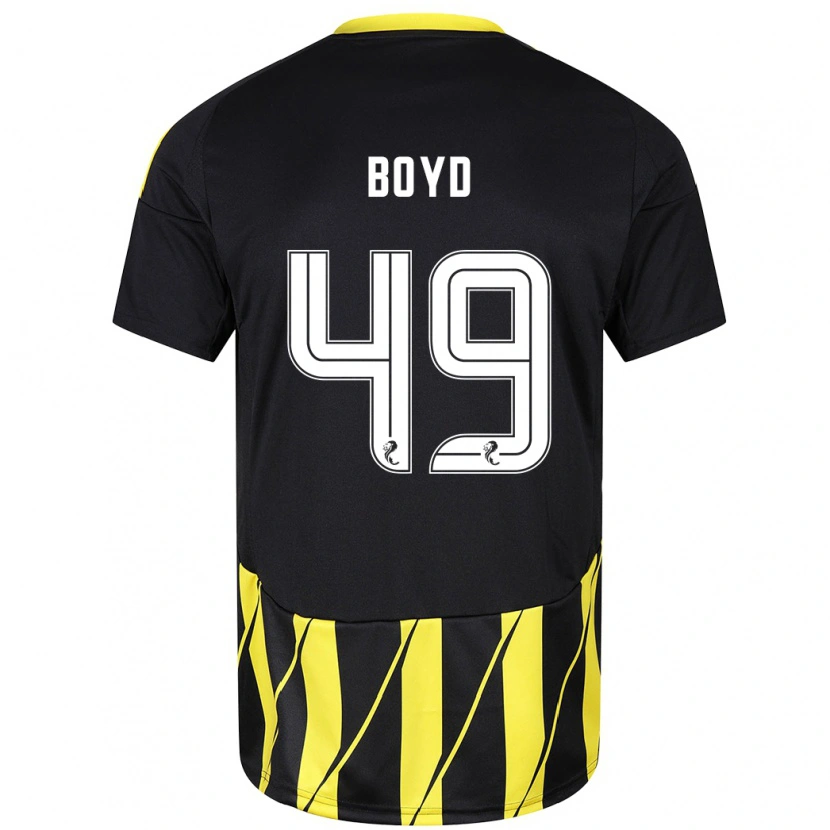 Danxen Męski Fletcher Boyd #49 Czarny Żółty Wyjazdowa Koszulka 2024/25 Koszulki Klubowe