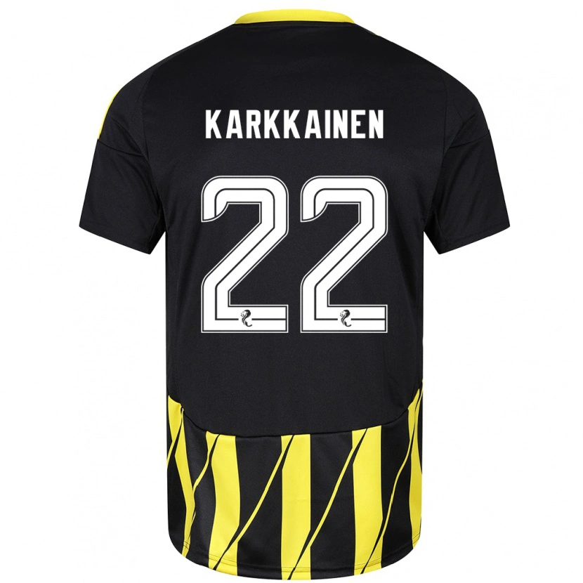 Danxen Męski Elena Kärkkäinen #22 Czarny Żółty Wyjazdowa Koszulka 2024/25 Koszulki Klubowe