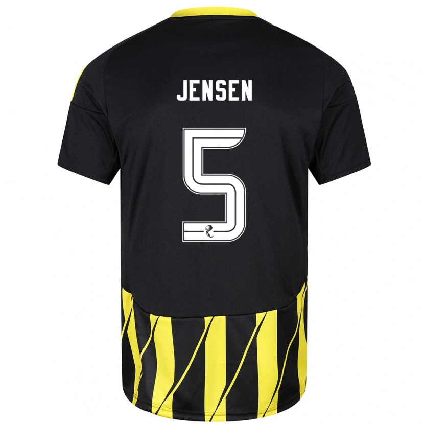 Danxen Męski Richard Jensen #5 Czarny Żółty Wyjazdowa Koszulka 2024/25 Koszulki Klubowe