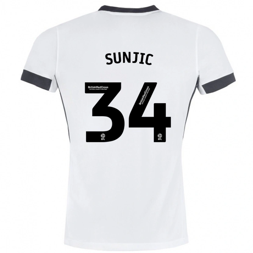 Danxen Męski Ivan Sunjic #34 Biały Czarny Wyjazdowa Koszulka 2024/25 Koszulki Klubowe