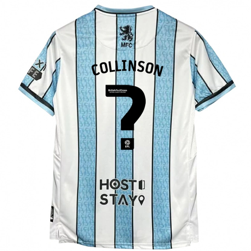 Danxen Męski Isaac Collinson #0 Biało-Niebieski Wyjazdowa Koszulka 2024/25 Koszulki Klubowe
