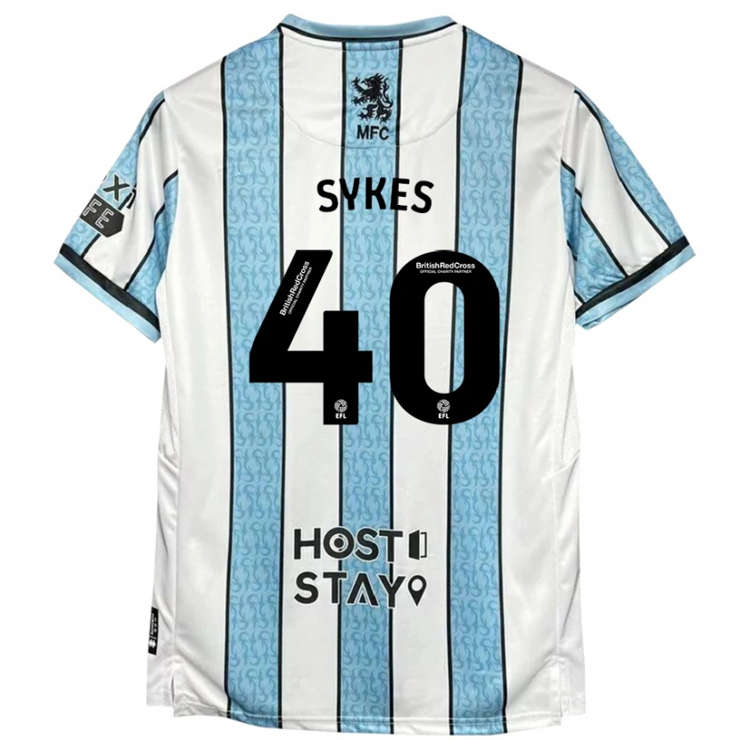 Danxen Męski Cain Sykes #40 Biało-Niebieski Wyjazdowa Koszulka 2024/25 Koszulki Klubowe