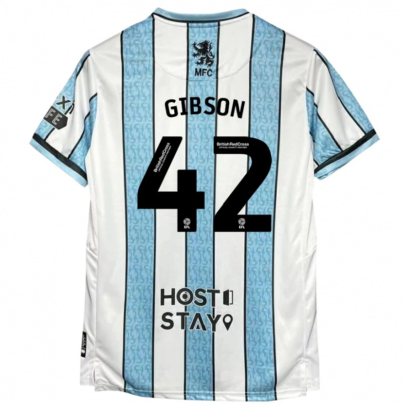 Danxen Męski Joseph Gibson #42 Biało-Niebieski Wyjazdowa Koszulka 2024/25 Koszulki Klubowe