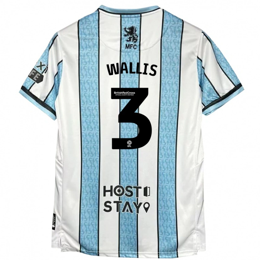 Danxen Męski Emma Wallis #3 Biało-Niebieski Wyjazdowa Koszulka 2024/25 Koszulki Klubowe