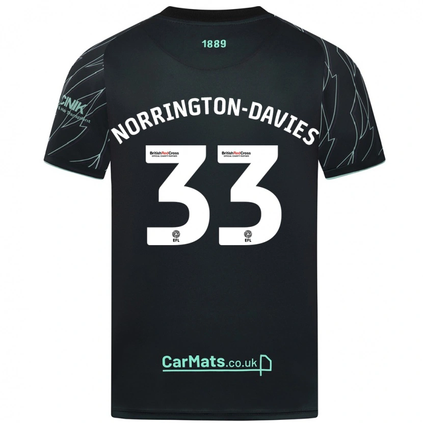 Danxen Męski Rhys Norrington-Davies #33 Czarno-Zielony Wyjazdowa Koszulka 2024/25 Koszulki Klubowe
