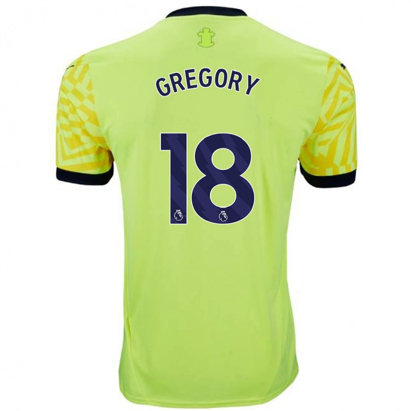 Danxen Męski Freya Gregory #18 Żółty Wyjazdowa Koszulka 2024/25 Koszulki Klubowe