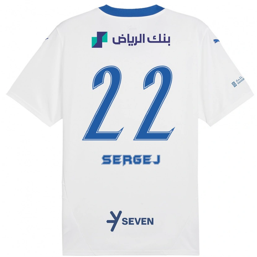 Danxen Męski Sergej Milinković-Savić #22 Biały Niebieski Wyjazdowa Koszulka 2024/25 Koszulki Klubowe