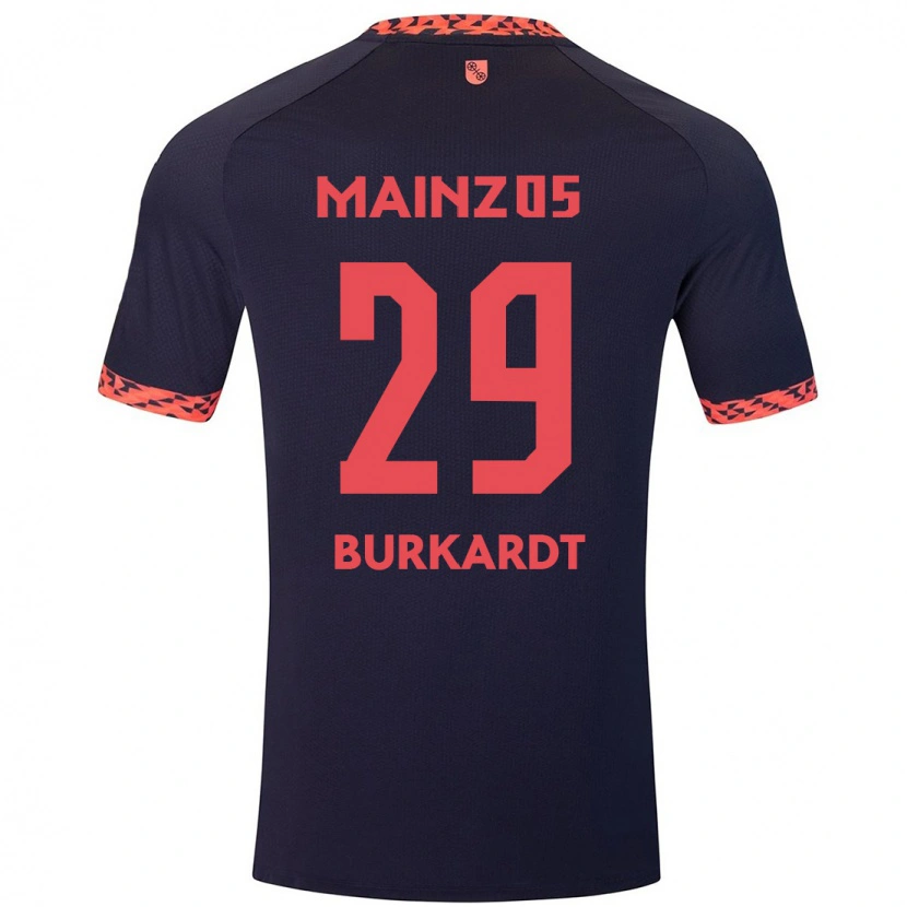 Danxen Męski Jonathan Burkardt #29 Niebieski Koralowy Czerwony Wyjazdowa Koszulka 2024/25 Koszulki Klubowe