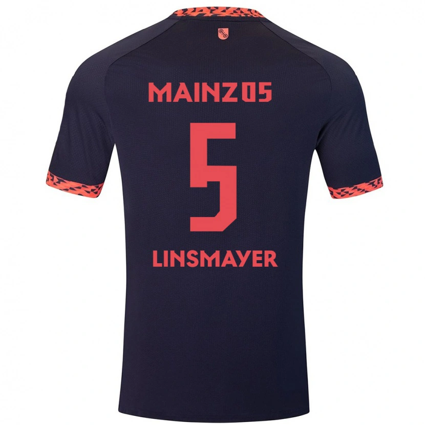 Danxen Męski Denis Linsmayer #5 Niebieski Koralowy Czerwony Wyjazdowa Koszulka 2024/25 Koszulki Klubowe