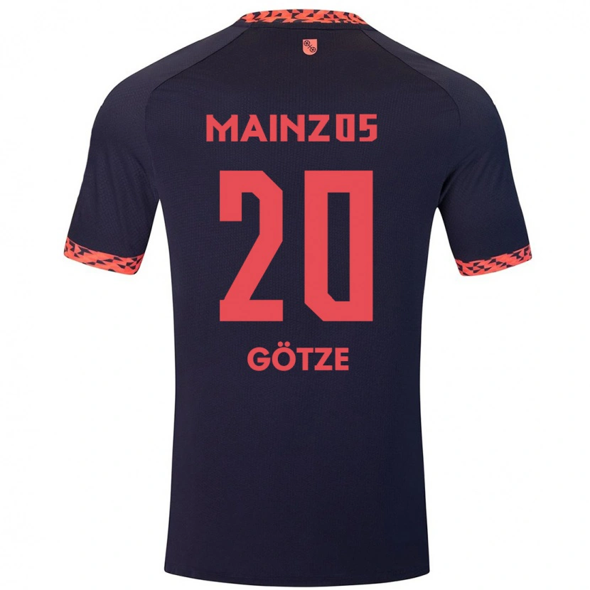 Danxen Męski Justus Götze #20 Niebieski Koralowy Czerwony Wyjazdowa Koszulka 2024/25 Koszulki Klubowe