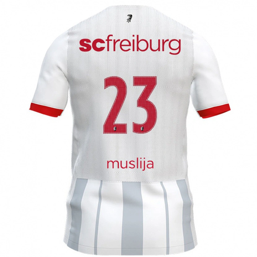 Danxen Męski Florent Muslija #23 Biały Szary Wyjazdowa Koszulka 2024/25 Koszulki Klubowe