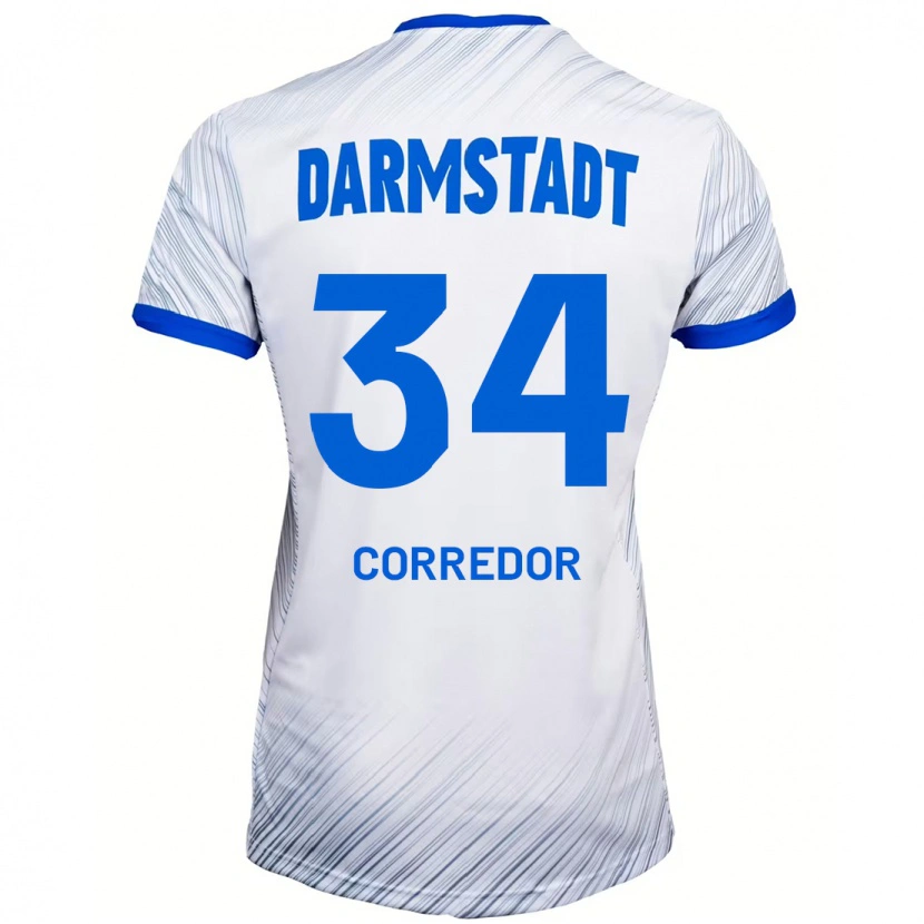 Danxen Męski Killian Corredor #34 Biały Niebieski Wyjazdowa Koszulka 2024/25 Koszulki Klubowe