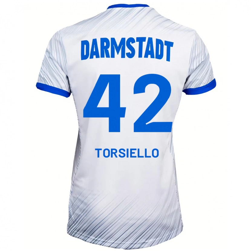 Danxen Męski Fabio Torsiello #42 Biały Niebieski Wyjazdowa Koszulka 2024/25 Koszulki Klubowe