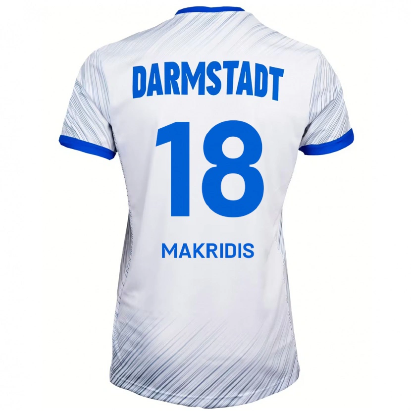 Danxen Męski Georgios Makridis #18 Biały Niebieski Wyjazdowa Koszulka 2024/25 Koszulki Klubowe