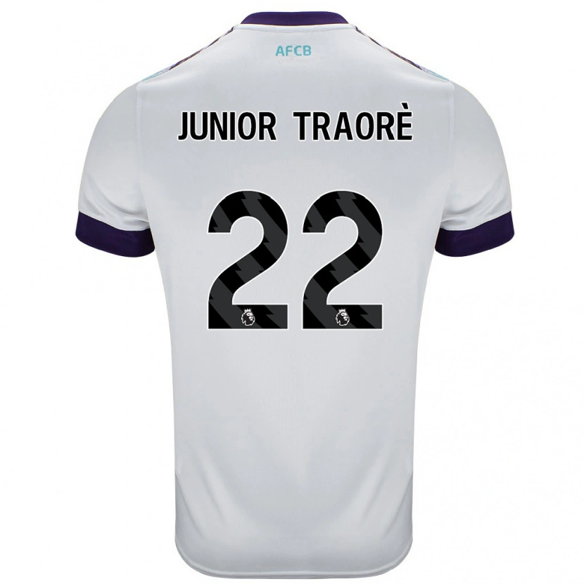 Danxen Męski Hamed Junior Traorè #22 Biały Zielony Fioletowy Wyjazdowa Koszulka 2024/25 Koszulki Klubowe