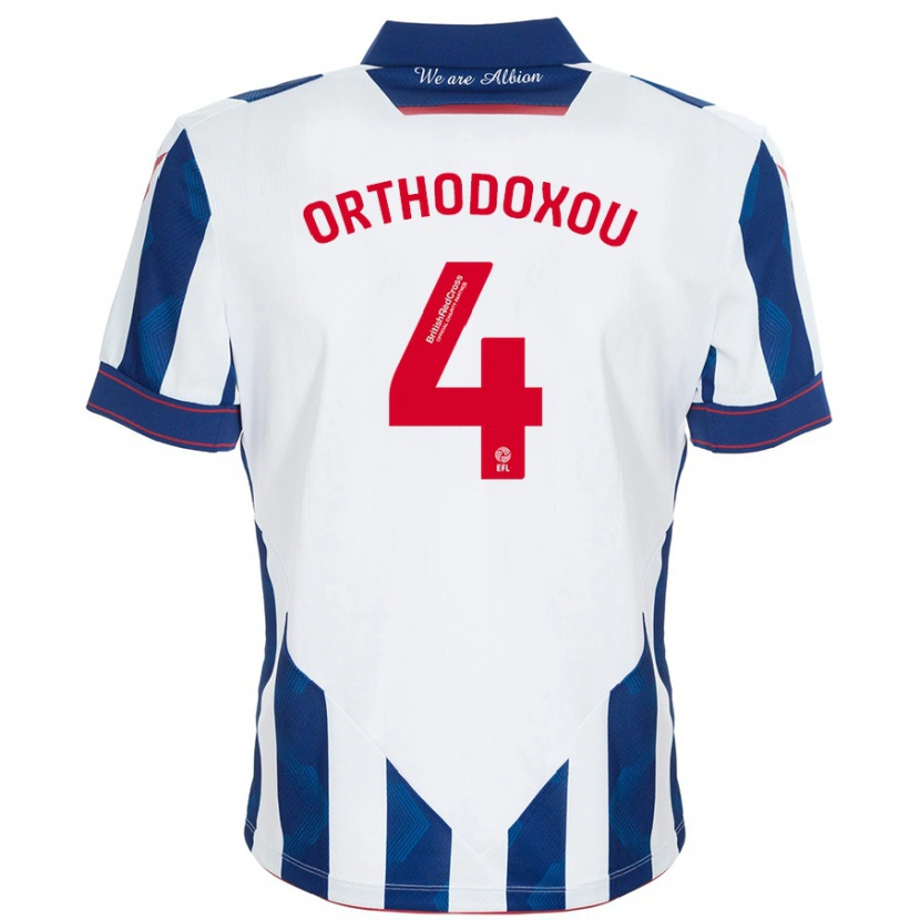 Danxen Kobiety Francesca Orthodoxou #4 Biały Ciemnoniebieski Domowa Koszulka 2024/25 Koszulki Klubowe