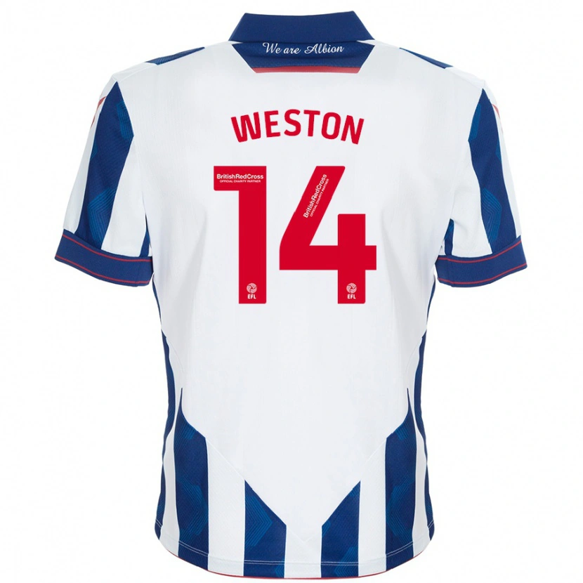Danxen Kobiety Steph Weston #14 Biały Ciemnoniebieski Domowa Koszulka 2024/25 Koszulki Klubowe