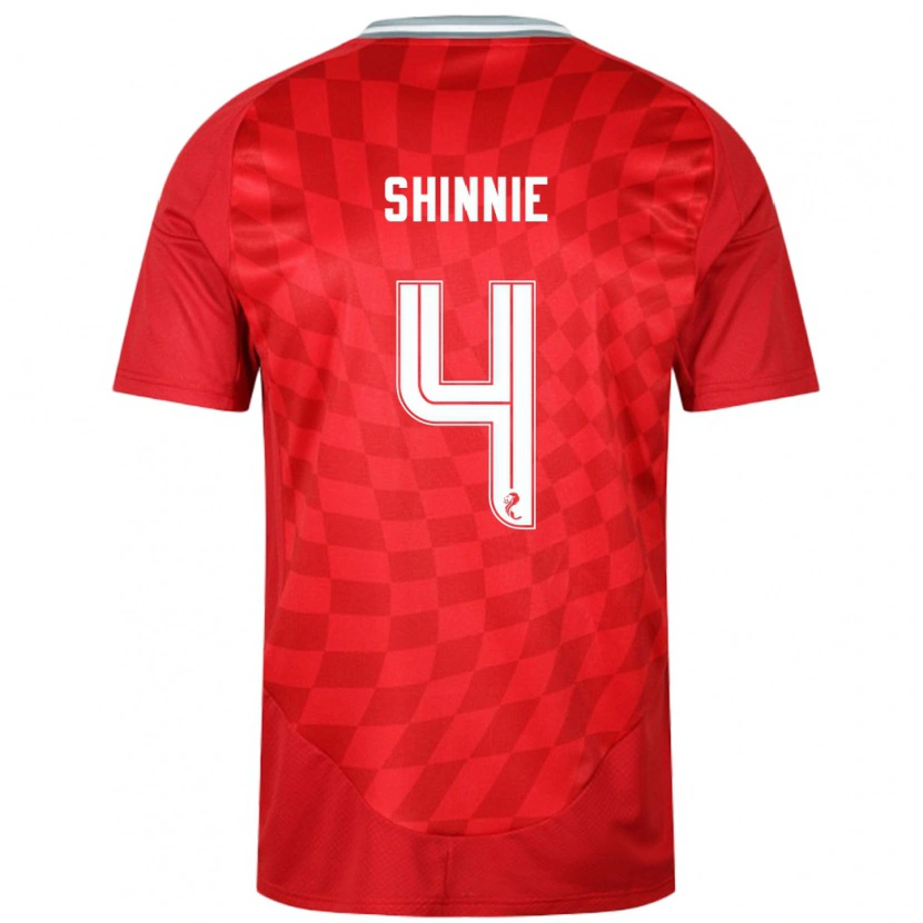 Danxen Kobiety Graeme Shinnie #4 Czerwony Domowa Koszulka 2024/25 Koszulki Klubowe