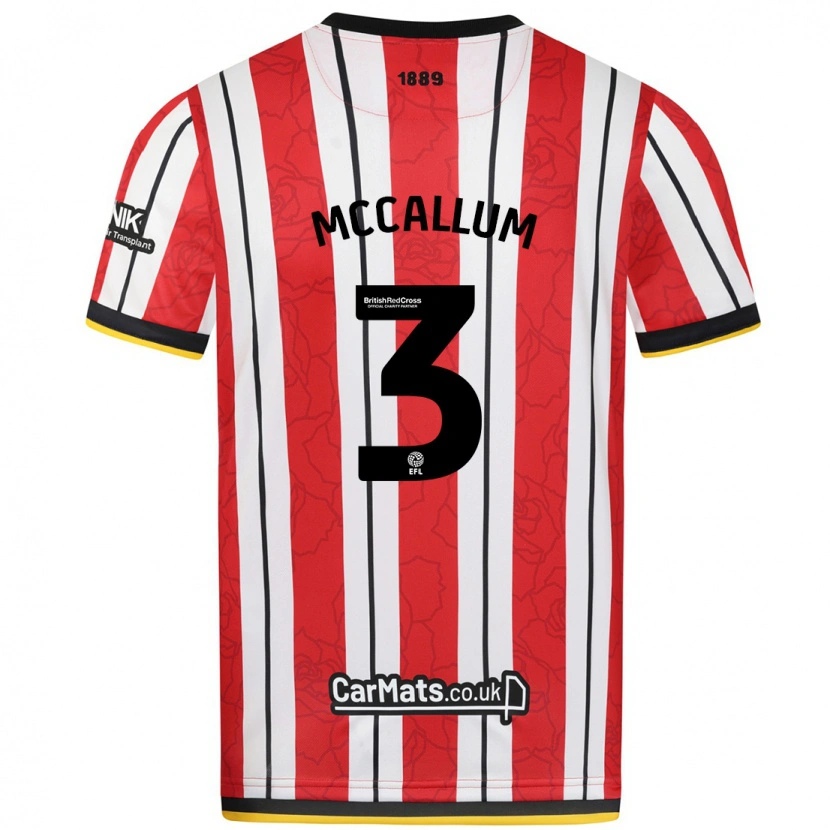Danxen Kobiety Sam Mccallum #3 Czerwono-Białe Paski Domowa Koszulka 2024/25 Koszulki Klubowe