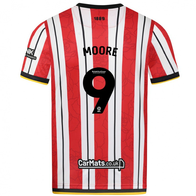 Danxen Kobiety Kieffer Moore #9 Czerwono-Białe Paski Domowa Koszulka 2024/25 Koszulki Klubowe