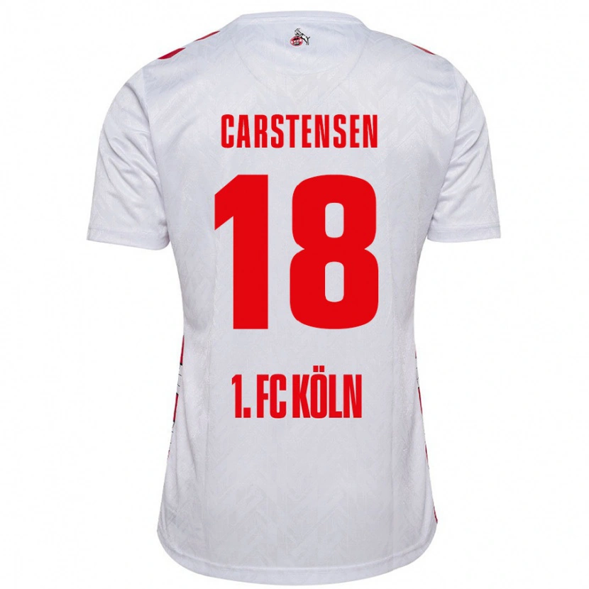 Danxen Kobiety Rasmus Carstensen #18 Biały Czerwony Domowa Koszulka 2024/25 Koszulki Klubowe