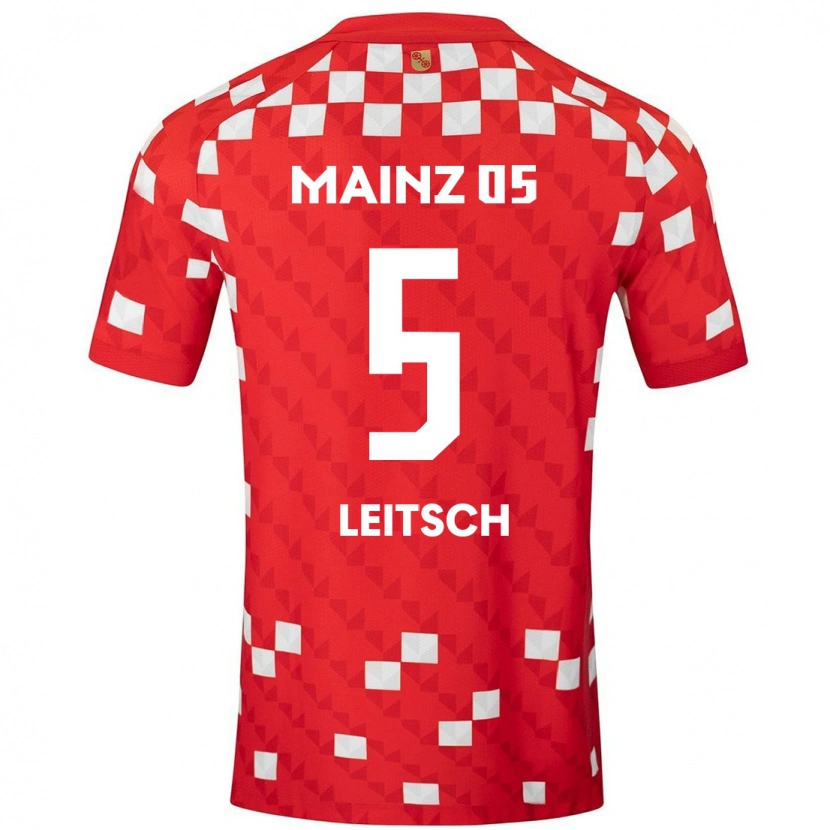 Danxen Kobiety Maxim Leitsch #5 Biały Czerwony Domowa Koszulka 2024/25 Koszulki Klubowe