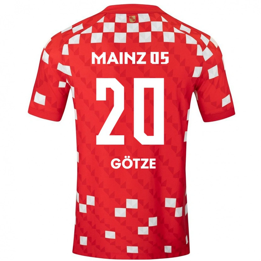 Danxen Kobiety Justus Götze #20 Biały Czerwony Domowa Koszulka 2024/25 Koszulki Klubowe