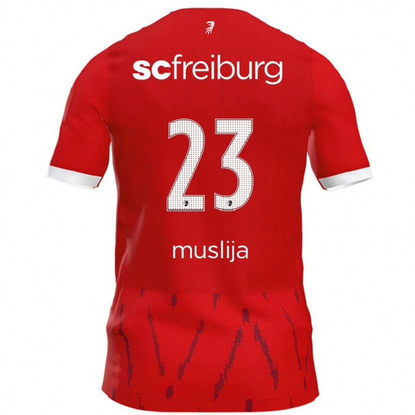 Danxen Kobiety Florent Muslija #23 Czerwony Domowa Koszulka 2024/25 Koszulki Klubowe