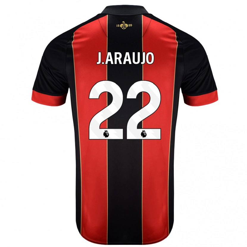 Danxen Kobiety Julián Araujo #28 Czerwony Czarny Domowa Koszulka 2024/25 Koszulki Klubowe