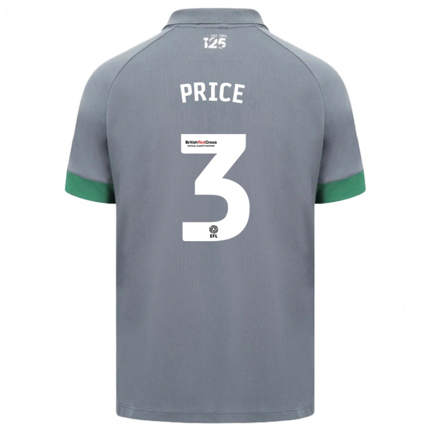 Danxen Kobiety Ffion Price #3 Ciemnoszary Wyjazdowa Koszulka 2024/25 Koszulki Klubowe