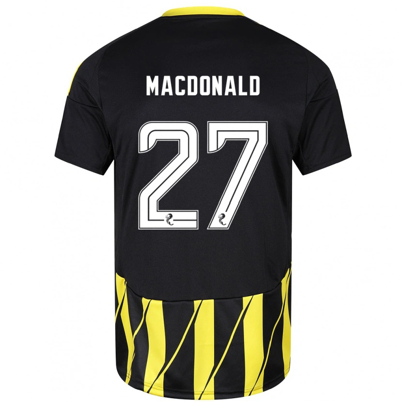 Danxen Kobiety Angus Macdonald #27 Czarny Żółty Wyjazdowa Koszulka 2024/25 Koszulki Klubowe
