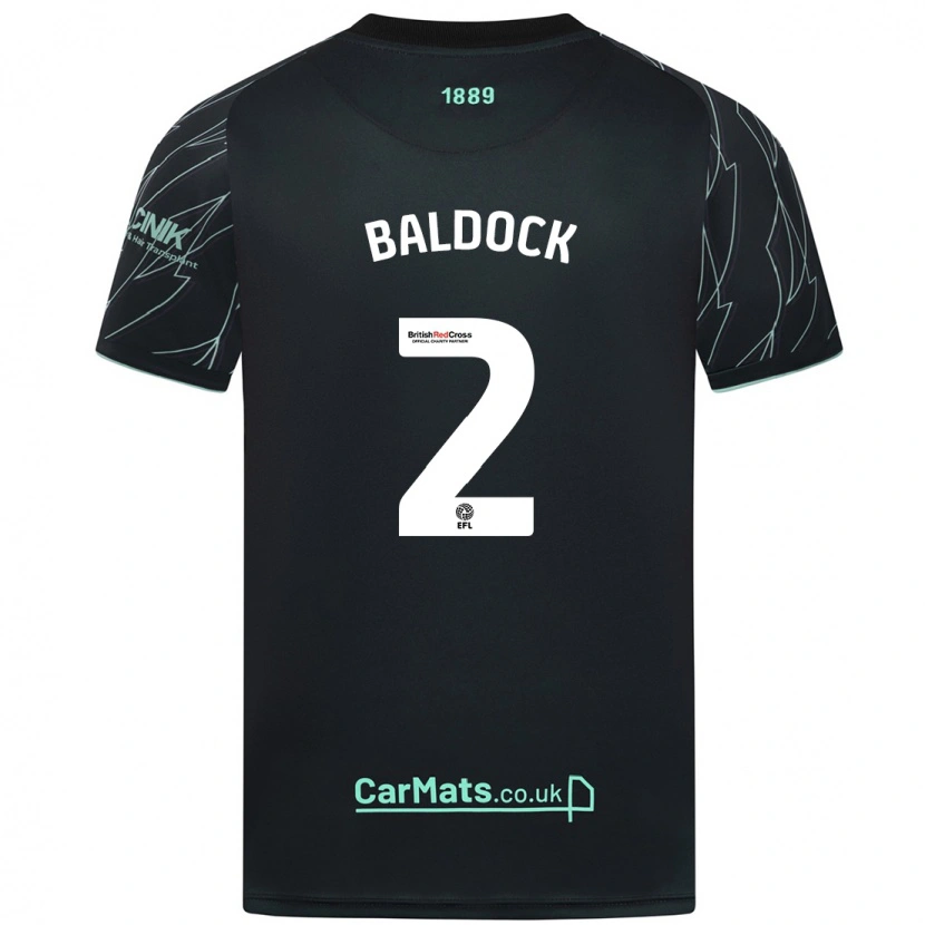 Danxen Kobiety George Baldock #2 Czarno-Zielony Wyjazdowa Koszulka 2024/25 Koszulki Klubowe