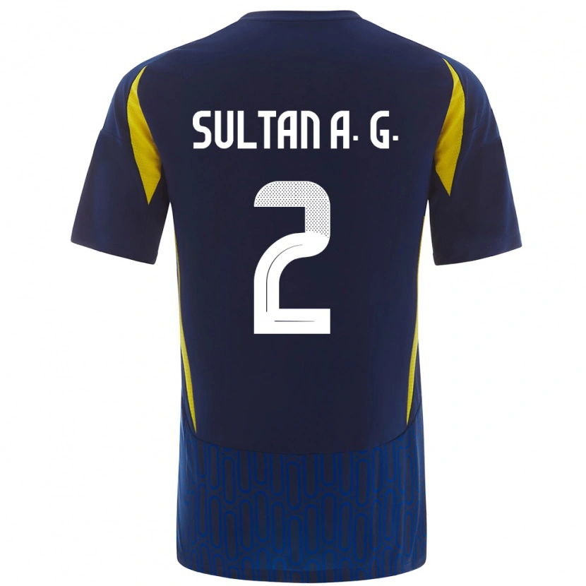 Danxen Kobiety Sultan Al-Ghannam #2 Niebieski Żółty Wyjazdowa Koszulka 2024/25 Koszulki Klubowe