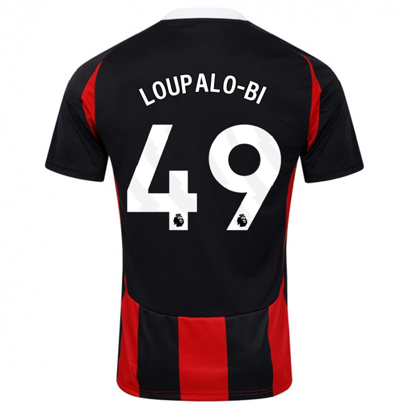 Danxen Kobiety Aaron Loupalo-Bi #49 Czarny Czerwony Wyjazdowa Koszulka 2024/25 Koszulki Klubowe