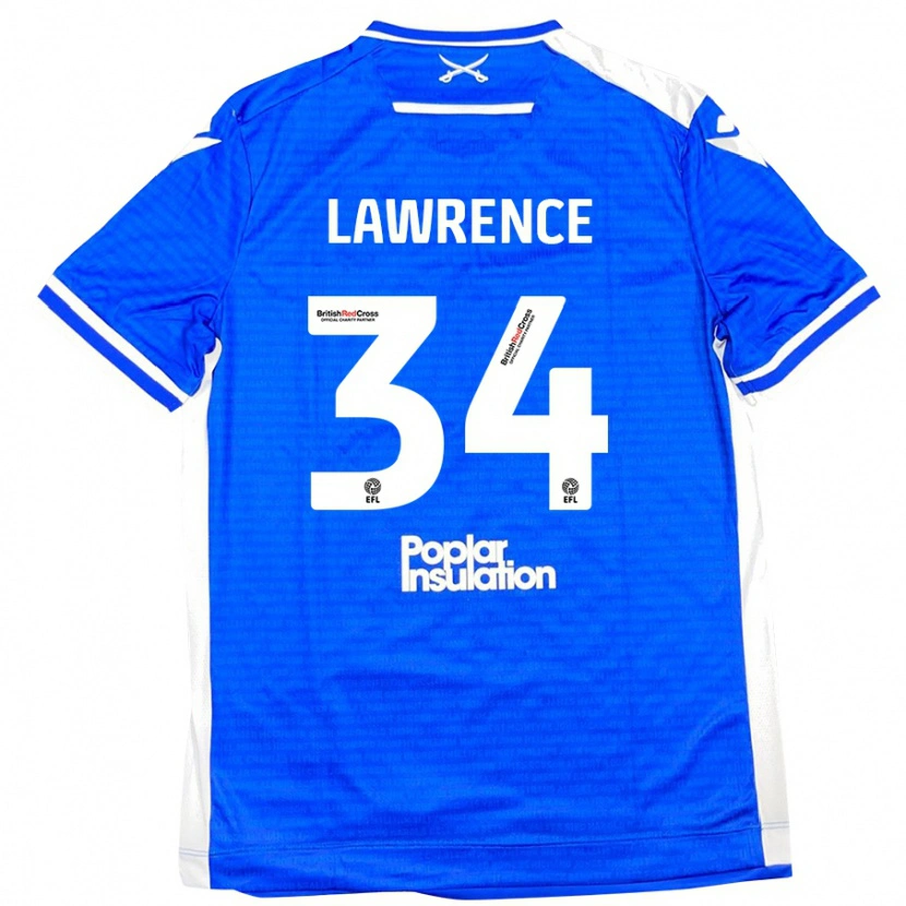 Danxen Dzieci Jerry Lawrence #34 Niebieski Biały Domowa Koszulka 2024/25 Koszulki Klubowe