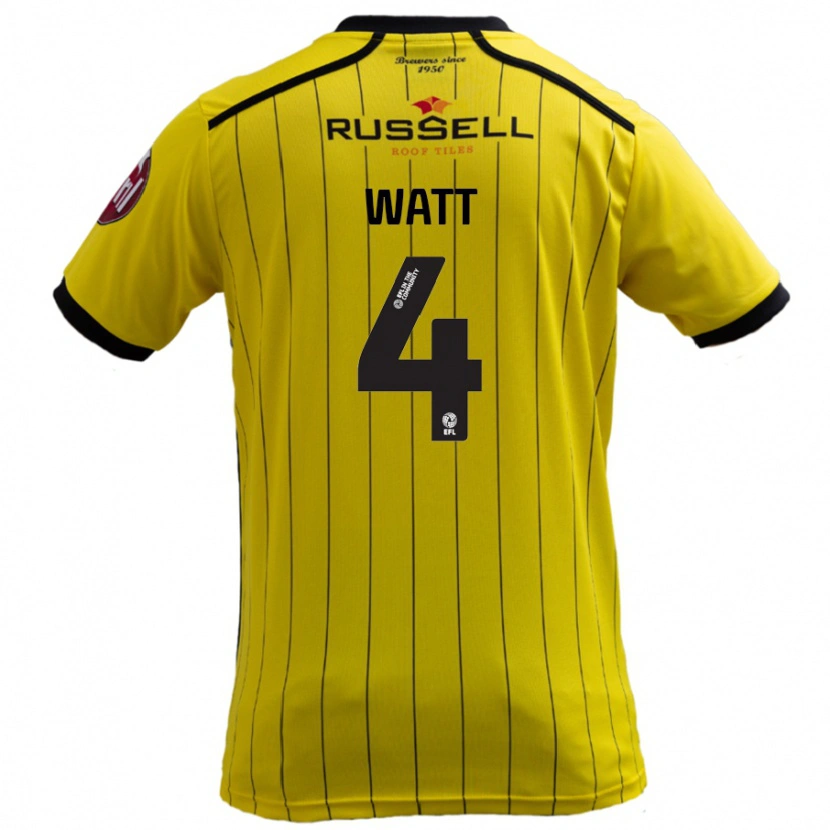 Danxen Dzieci Elliot Watt #4 Żółty Domowa Koszulka 2024/25 Koszulki Klubowe