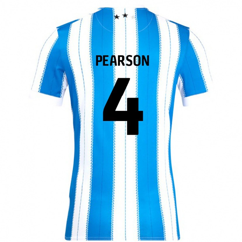 Danxen Dzieci Matty Pearson #4 Niebieski Biały Domowa Koszulka 2024/25 Koszulki Klubowe