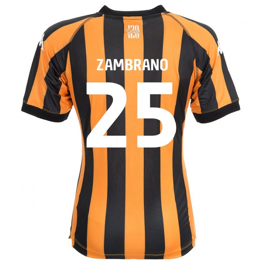Danxen Dzieci Óscar Zambrano #25 Czarny Bursztynowy Domowa Koszulka 2024/25 Koszulki Klubowe