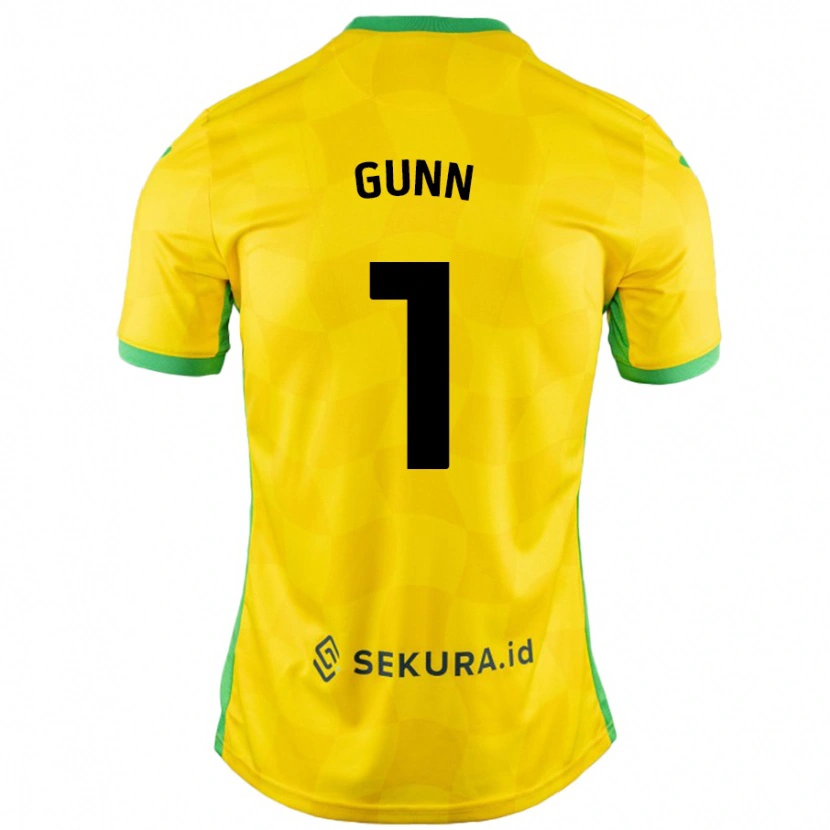 Danxen Dzieci Angus Gunn #1 Żółty Zielony Domowa Koszulka 2024/25 Koszulki Klubowe
