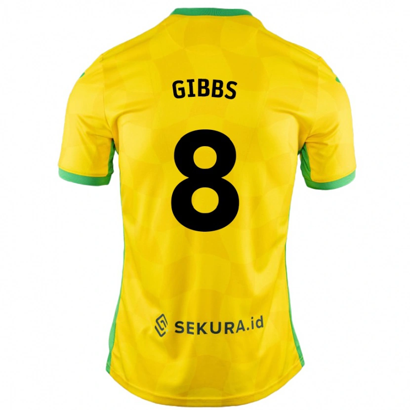 Danxen Dzieci Liam Gibbs #8 Żółty Zielony Domowa Koszulka 2024/25 Koszulki Klubowe