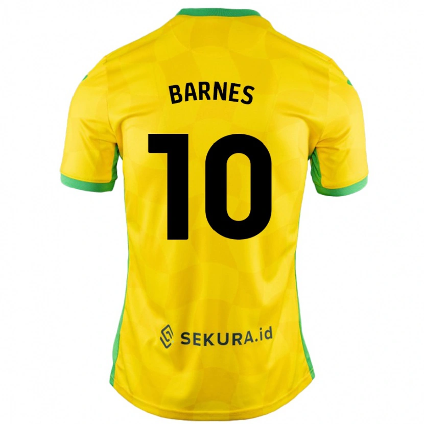 Danxen Dzieci Ashley Barnes #10 Żółty Zielony Domowa Koszulka 2024/25 Koszulki Klubowe