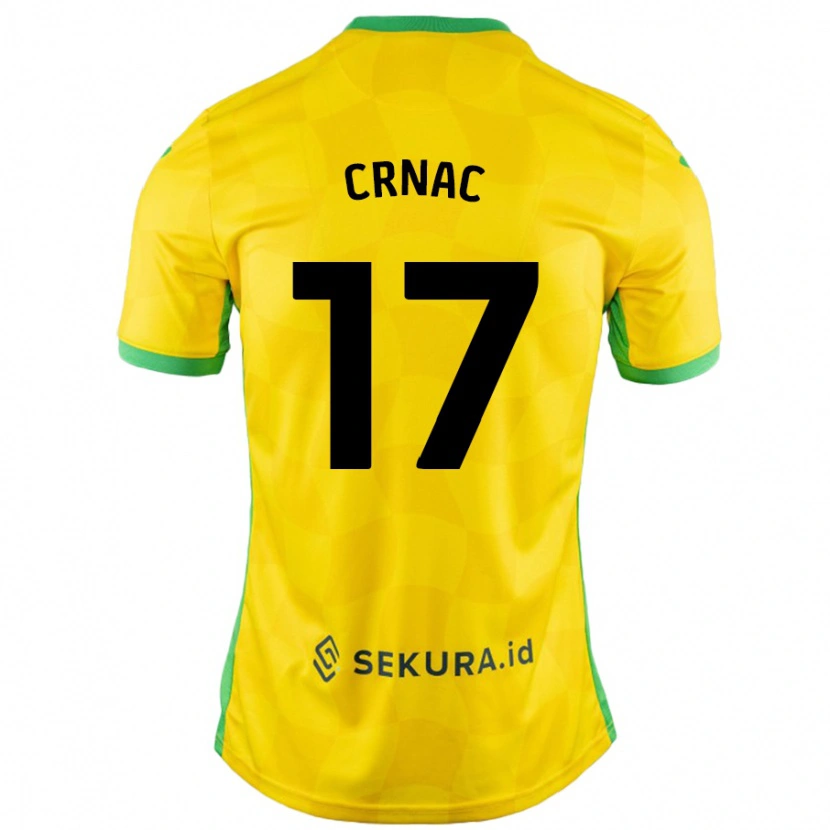 Danxen Dzieci Ante Crnac #17 Żółty Zielony Domowa Koszulka 2024/25 Koszulki Klubowe