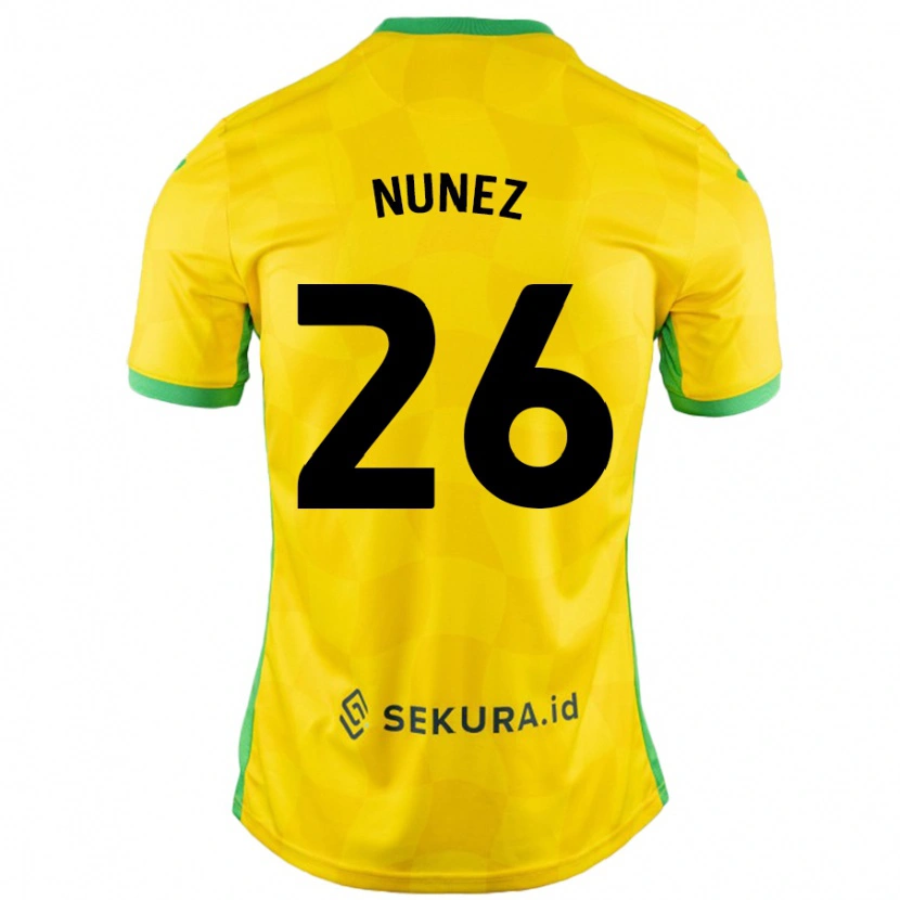 Danxen Dzieci Marcelino Núñez #26 Żółty Zielony Domowa Koszulka 2024/25 Koszulki Klubowe