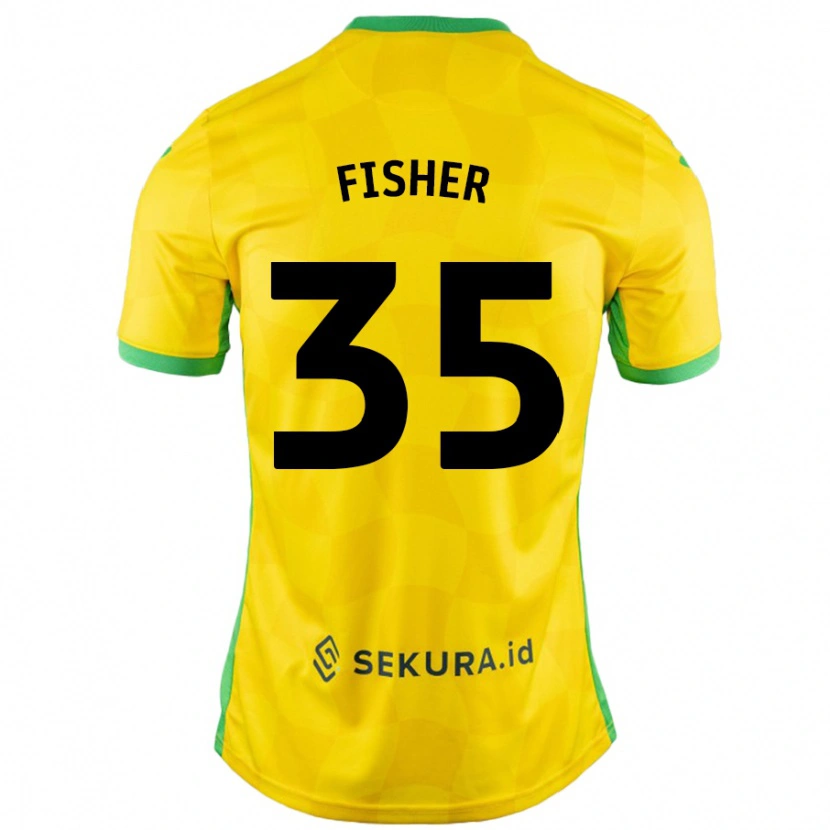 Danxen Dzieci Kellen Fisher #35 Żółty Zielony Domowa Koszulka 2024/25 Koszulki Klubowe
