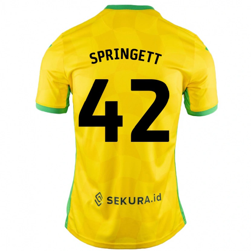 Danxen Dzieci Tony Springett #42 Żółty Zielony Domowa Koszulka 2024/25 Koszulki Klubowe