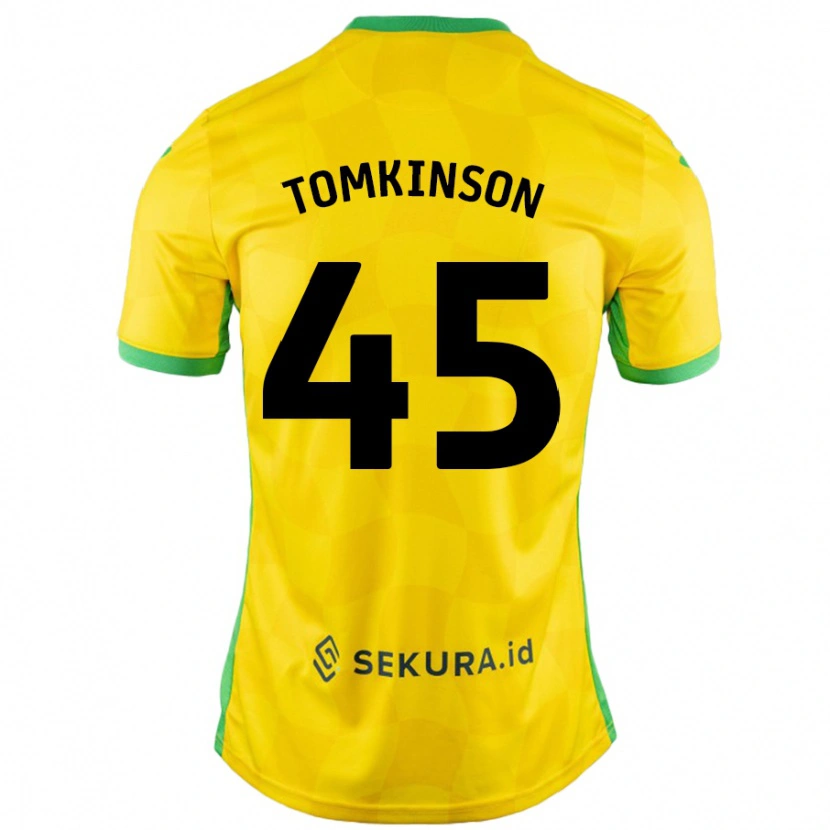 Danxen Dzieci Jonathan Tomkinson #45 Żółty Zielony Domowa Koszulka 2024/25 Koszulki Klubowe