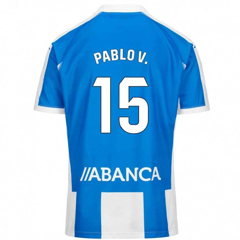 Danxen Dzieci Pablo Vázquez #15 Niebieski Biały Domowa Koszulka 2024/25 Koszulki Klubowe