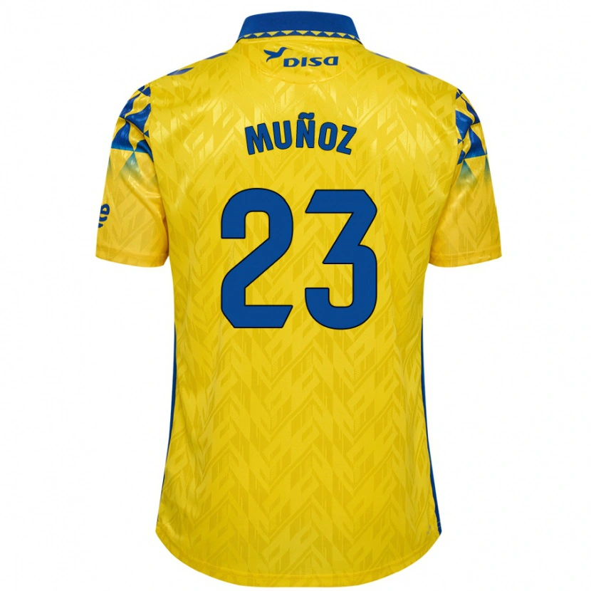 Danxen Dzieci Álex Muñoz #23 Żółty Niebieski Domowa Koszulka 2024/25 Koszulki Klubowe