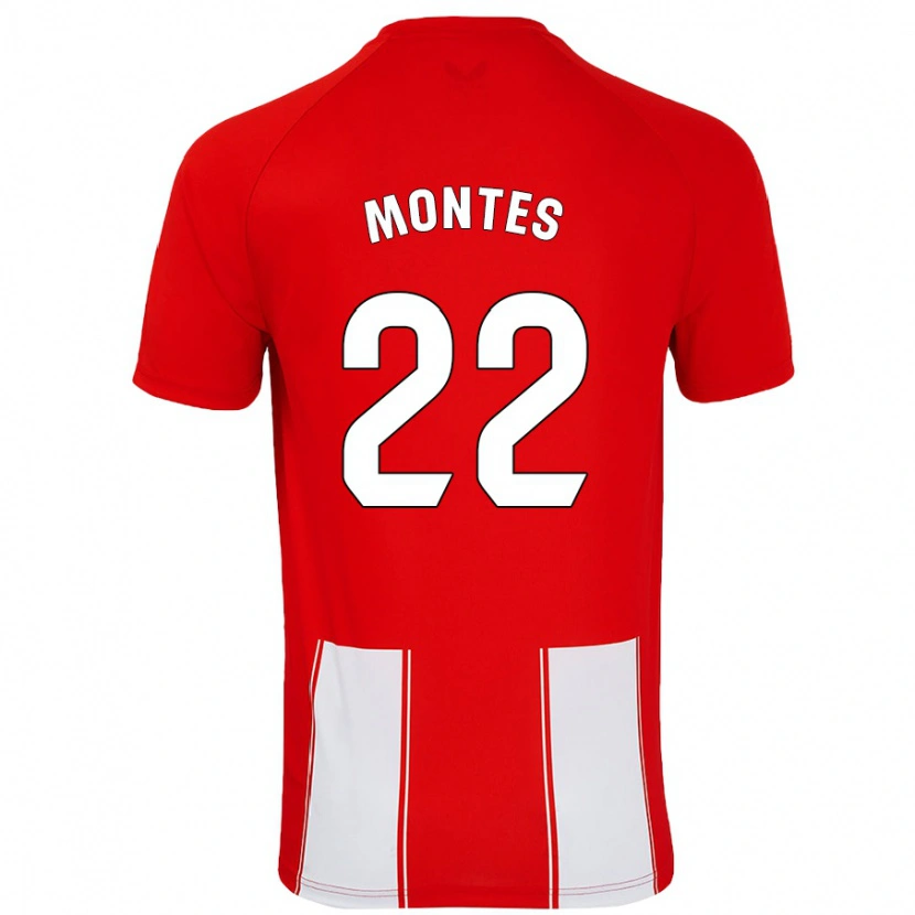 Danxen Dzieci César Montes #22 Czerwony Biały Domowa Koszulka 2024/25 Koszulki Klubowe