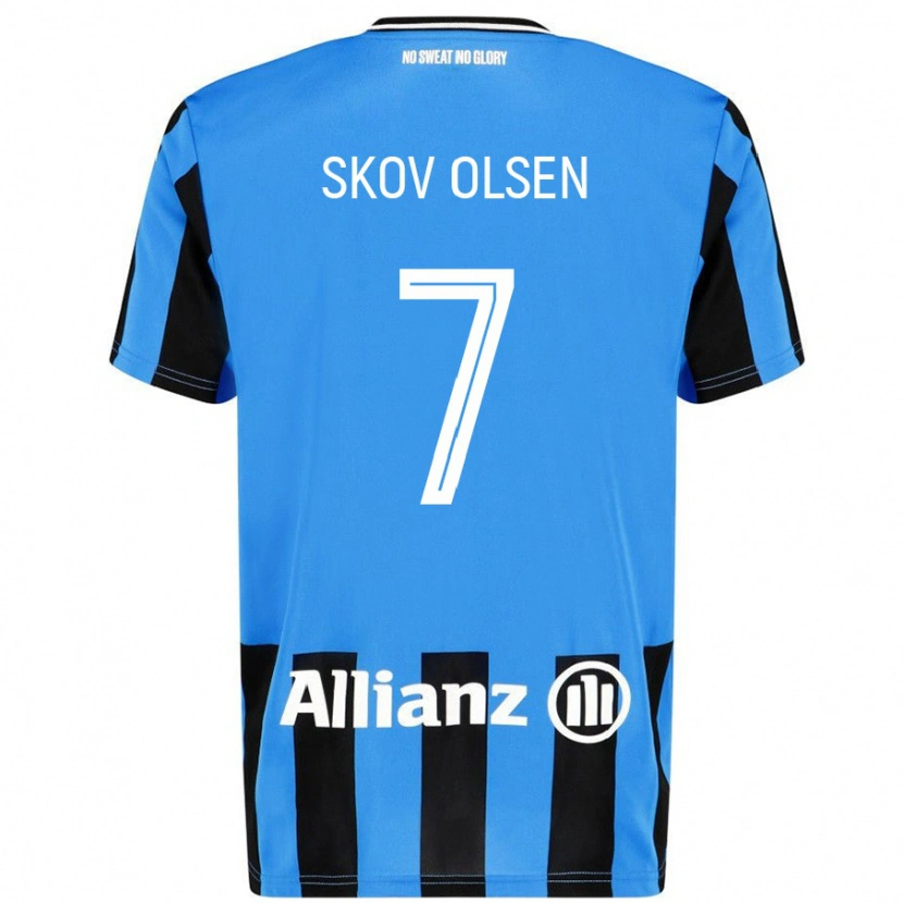 Danxen Dzieci Andreas Skov Olsen #7 Niebieski Czarny Domowa Koszulka 2024/25 Koszulki Klubowe